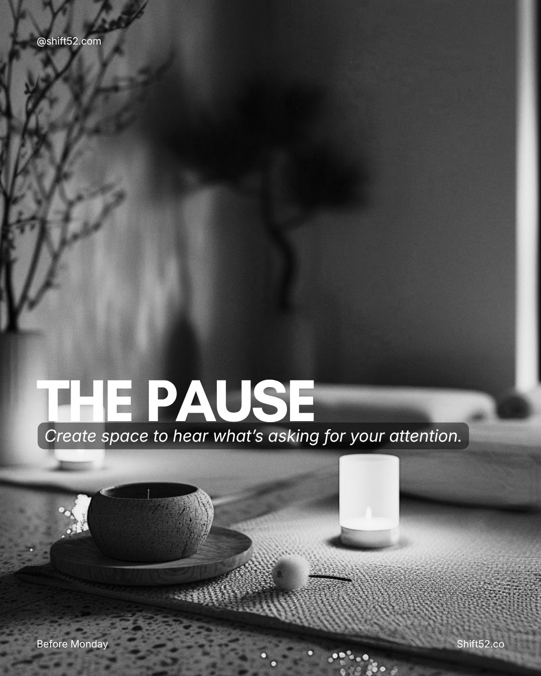 A candlelit still-life moment representing The Pause